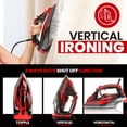 thumbnail image 4 of Utopia Home Steam Iron for Clothes - Non-Stick Soleplate - 1800W Clothes Iron With Auto-Off Safety Feature - Adjustable Thermostat Control, Variable Steam Control, Self-Clean, 8 Feet Cord Black/Red, 4 of 8