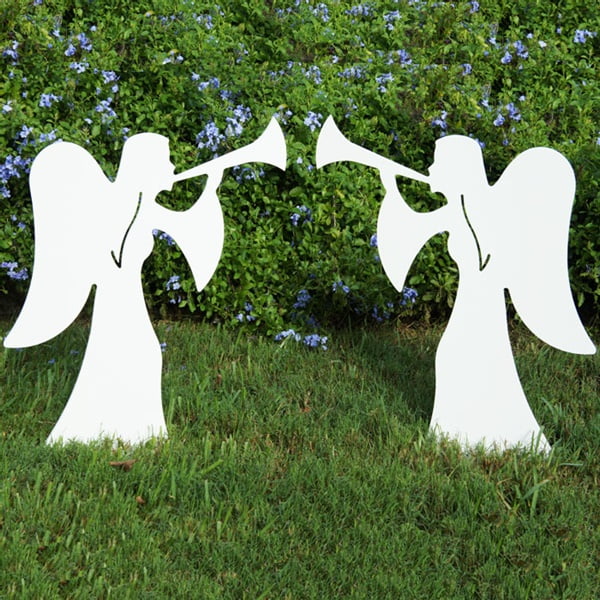 Teak Isle Outdoor Nativity Set  Weatherproof Nativity Angel 2 Piece