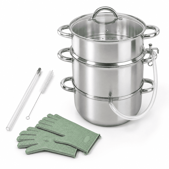 10-Piece Stainless Steel Induction Steam Juicer Set, Family Size 9.3-Quart Capacity