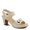 BONE, variant on Women's DADE-WOVEN Hook and Loop Sandals - Textured Faux Leather with Gold Button Accents, Adjustable Fit