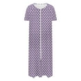 thumbnail image 3 of Women Zip Front Nightgown Short Sleeve Plaid Sleepwear Long Lounge Dress Soft Cotton Housecoat with Pockets, 3 of 6