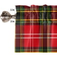thumbnail image 5 of Christmas Red Tartan Valance and Tier Set of 3,Classic Green Buffalo Plaid Window Curtain Rod Pocket Vlances for Kitchen,Watercolor Grid Panel Drapes Light Filtering Short Curtain for Bedroom, 5 of 6