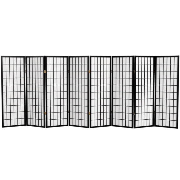 4 ft. Tall Window Pane Shoji Screen - Black - 8 Panels