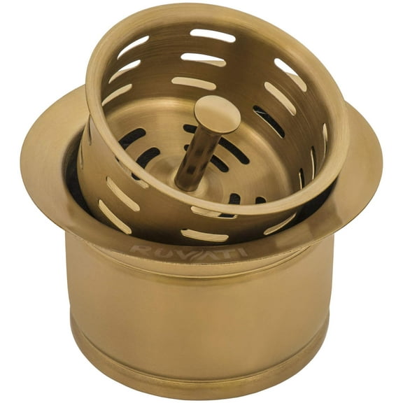 Ruvati USA RVA1049GG Extended Garbage Disposal Flange with Deep Basket Strainer - Matte Gold Satin Brass