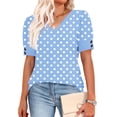 thumbnail image 4 of Enridrech Women's Summer Blouse Casual Loose Crew Neck Cute T Shirt Top for Women Puff Short Sleeve Shirts Tops, 4 of 5