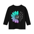 thumbnail image 4 of KAUOD Kids Girls 3/4 Sleeve T-Shirt Casual Printed Flowers Cotton Solid Tee Teen Crewneck Color Block Cute Spring Fall Blouses Tops, 4 of 4