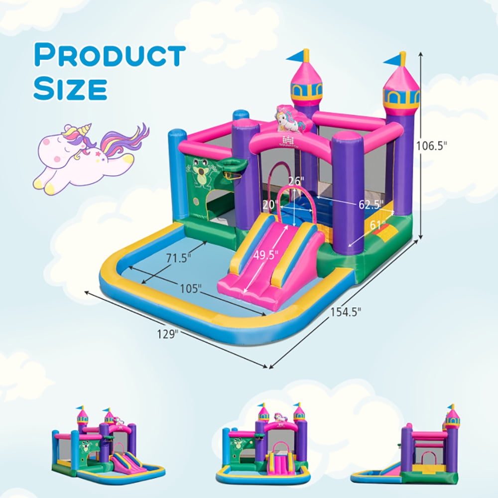 Aimee Lii 6-in-1 Kids Blow up Castle with Slide and Jumping Area and Ball Pit Pools without Blower, Kids Bounce House for 3-10