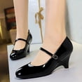 thumbnail image 2 of Women's Pumps High Heel Patent Leather Buckle Court Shoes 6CM Round Toe Party Dress Wedding Shoes, 2 of 6