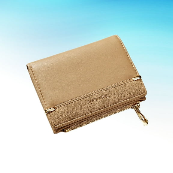COSMOBETTY 1Pack Women Wallet Zippered Portable Pu Leather Card Holder Cash Storage Brown 11.8x3.5x0.8in
