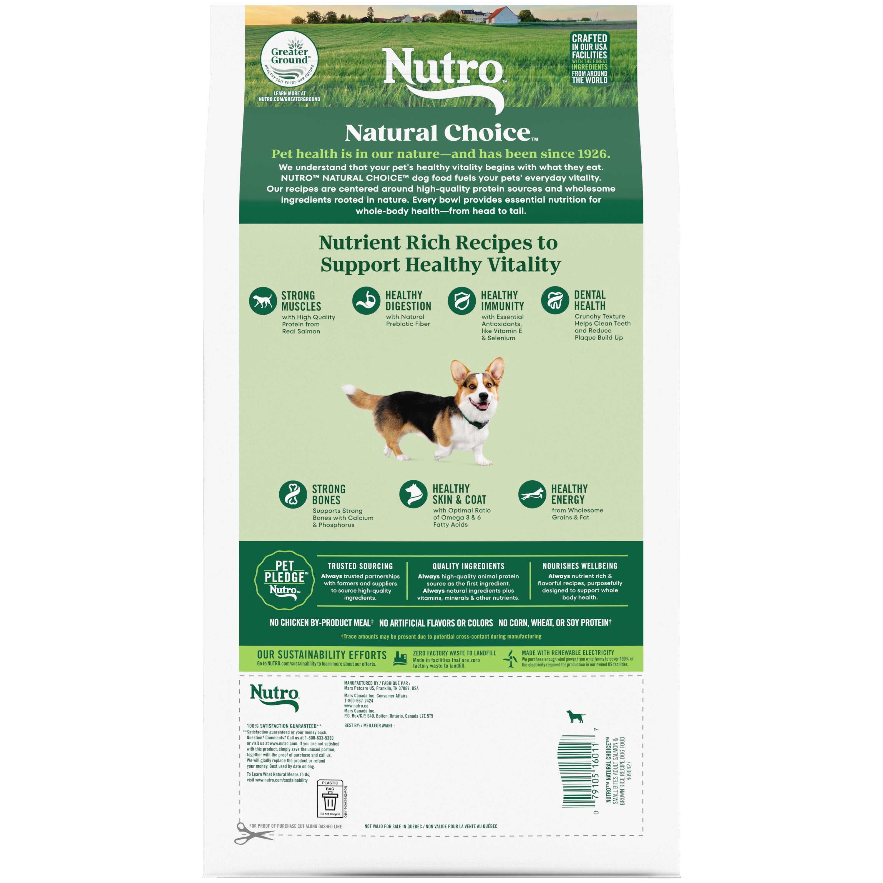 Nutro Natural Choice Small Breed Dog Food Dry Recipe Salmon & Brown Rice, 4.5 Lb Bag