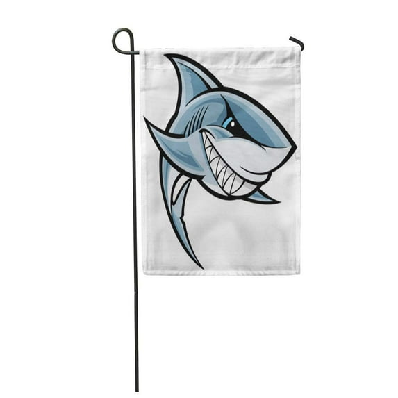 SIDONKU Mascot Great White Shark Cartoon Angry Fish Teeth Garden Flag Decorative Flag House Banner 12x18 inch