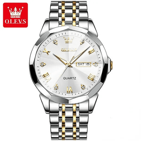 OLEVS Men's Watches Rhombus Mirror Original Quartz Diamond Blue Adult Male With Gift Box 9931