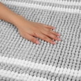 thumbnail image 3 of Unique Bargains Striped Bathroom Rugs Soft Fluffy Chenille Bath Rugs Light Grey 16" x 24", 3 of 7