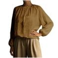 thumbnail image 7 of Ashirexll Tops for Women Trendy, Fashion Solid Color Round Neck Wrinkled Pullover Long Sleeve Shirts, 7 of 7