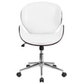 thumbnail image 5 of Pemberly Row Leather Swivel Office Chair in White and Mahogany, 5 of 6