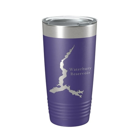 

Waterbury Reservoir Tumbler Lake Map Travel Mug Insulated Laser Engraved Coffee Cup Vermont 20 oz Purple