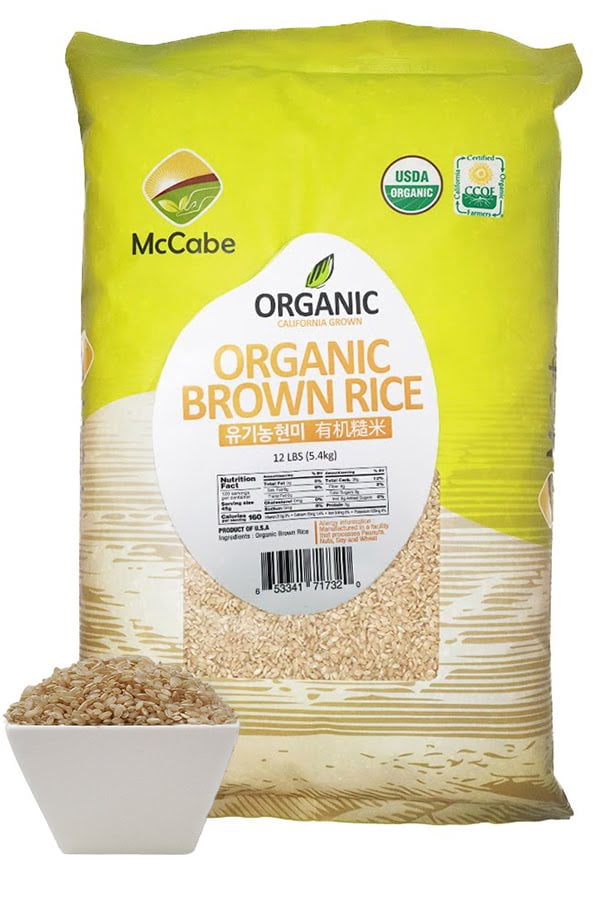 McCabe Organic Brown Rice - Brown Rice Organic | Rich with Fiber & Minerals | USDA and CCOF Certified | Product of USA | 12Lbs