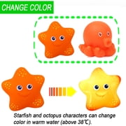 Bath Toy, Water Spraying Discoloration Floating Animals, Bathroom Pool Accessory, Shark Fishing Play Set for Babies and Kids