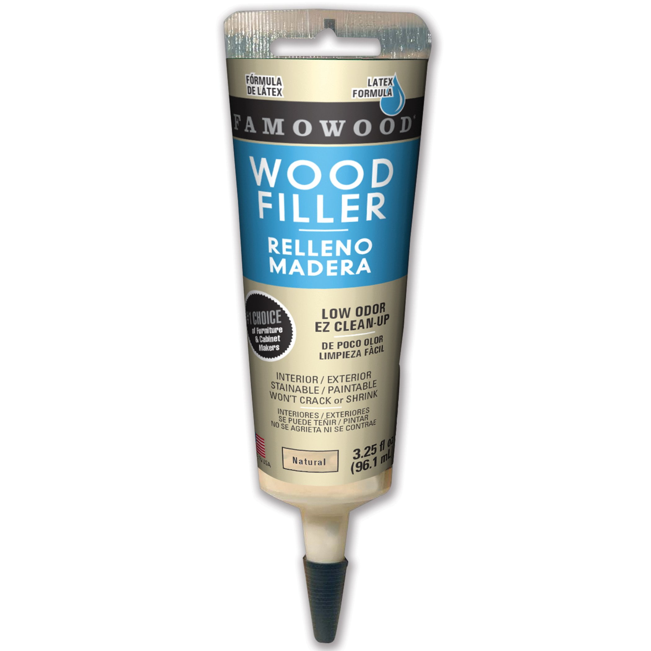 Eclectic Famowood Latex Based Wood Filler, 3.25 Oz Tube, Natural, 15