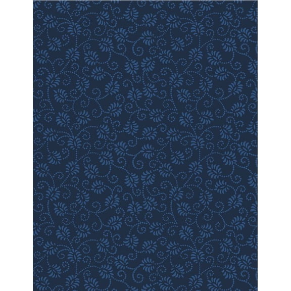 Dancing Buds Navy on Navy (1yard)