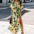 thumbnail image 2 of Women's Slim Fit Floral Print Dress, Summer V-Neck Dress, Vacation Style, 2 of 5