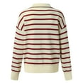 thumbnail image 7 of GBSYEWXS Women Sweater Notch Neck Striped Print Long Sleeve Casual Daily Wear Sweater, 7 of 7