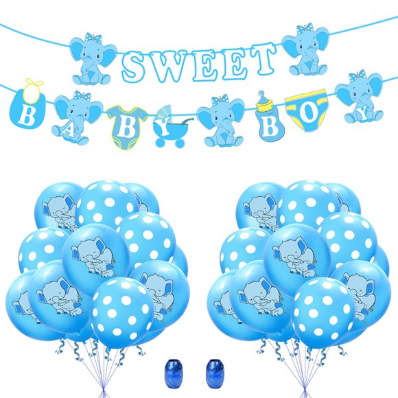 1 Set Baby Gender Disclosure Balloons Banner Decorative Latex Balloons Kit for Wedding Baby Shower Birthday Blue