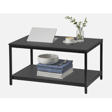 Coffee Table Storage Shelf with Metal Feet Retro Style Living Room Coffee Table