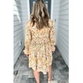 thumbnail image 2 of Women's Yellow Floral Long Sleeve Shirt Dress – Casual Daily Wear | XL, 2 of 5