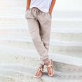 thumbnail image 3 of TRUBKH Women Linen Pants Wide Leg Palazzo Pant Beach Palazzo Pants Resort Trouser with Pocket Balloon Pants Lounge Trousers Elastic Cuff Baggy Yoga Pants Women Plain Drawstring Trousers Purple S, 3 of 5