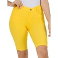 thumbnail image 1 of Women's Bermuda Stretchy Jean Shorts with 5 Pockets Cotton Blend Plus Size, Yellow L, 1 of 3