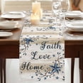 thumbnail image 3 of Table Runners 72 Inches Long Dress Scarves, Vintage Country Farmhouse Kitchen/Dining Table Runner, Coffee Tablerunners, Blue Rustic Texas Star Vines Wooden Grain 18x72 Inch, 3 of 9