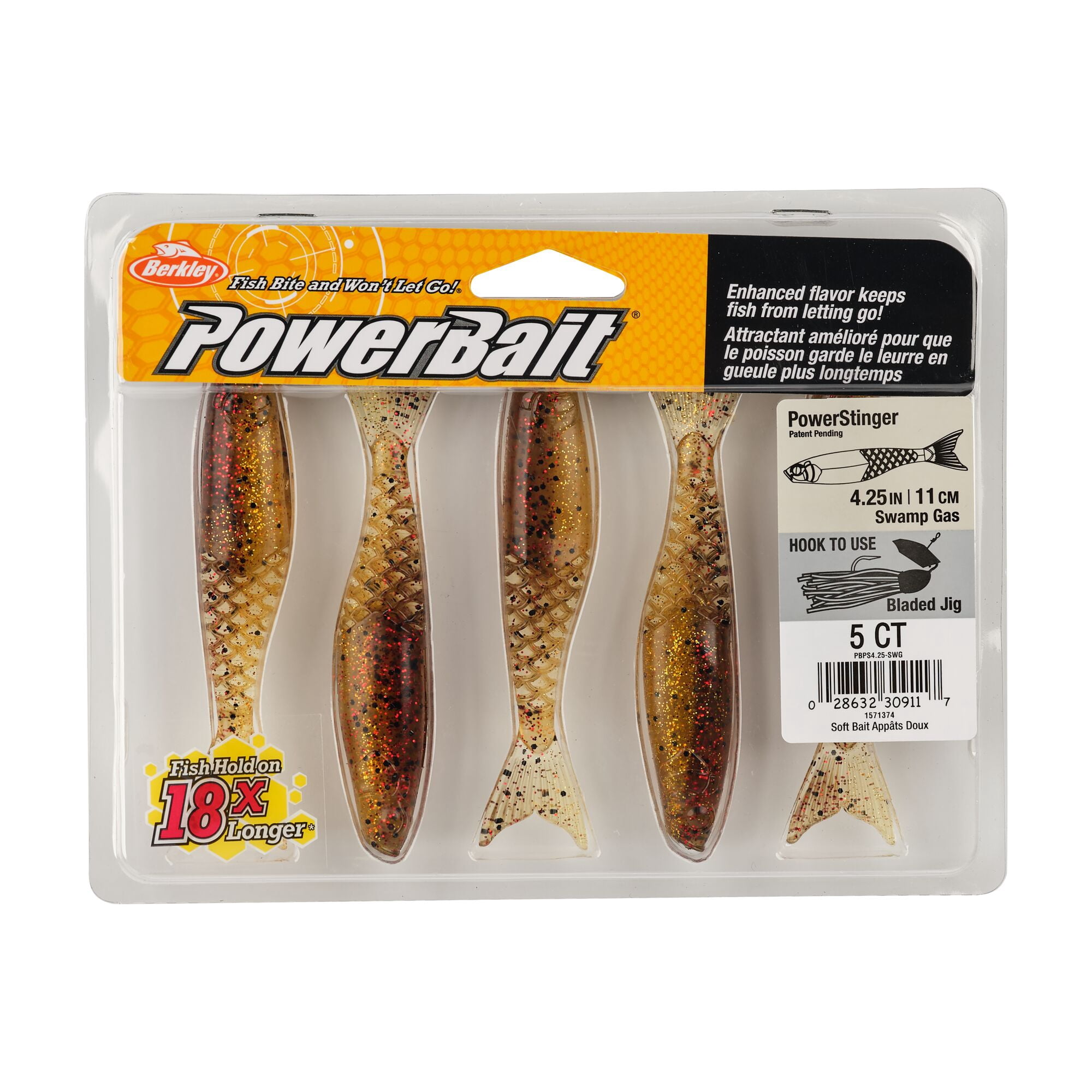 Berkley PowerBait® PowerStinger, 4.5 in, Minnows, Swamp Gas (5 Count)