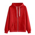 thumbnail image 4 of Lumtrix Zip Up Hoodie Women Long Sleeve Fall Winter Oversized Sweatshirts Zipper Oversized Cute Track Jackets With Pockets Red L, 4 of 5