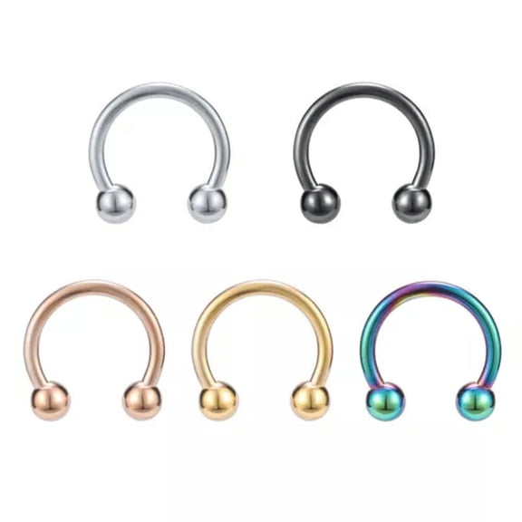 QQTDFG Surgical Steel BCR Nose Rings Set Acrylic Horseshoe Septum Piercing Ear Piercing-Multicolor-Style2 6mm-5pcs
