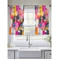 thumbnail image 3 of Pink Orange Sheer Curtains 54 Inch Length 2 Panels Set, Modern Oil Painted Artwork Voile Window Treatment Rod Pocket Short Kitchen Curtains Drapes for Bedroom 52"x54"x2, 3 of 6