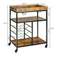 thumbnail image 2 of Gymax 3-Tier Rolling Kitchen Serving Cart Utility Trolley w/ Wine Bottle Rack, 2 of 10