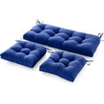 thumbnail image 2 of 3 Pieces Outdoor Chair Cushions Clearance with Ties,44x19x5 Inches,1 Love seat &2 U-Shape Tufted Patio  Cushions for Wicker Outdoor Furniture,All Weather,Blue, 2 of 6