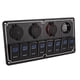 thumbnail image 1 of Panel de interruptor basculante de 8 bandas, 12 a 24V, 2 LED azules con pegatina DIY, 5 pines, resistente al agua para coches, casas rodantes, yates, barcos, 1 of 12