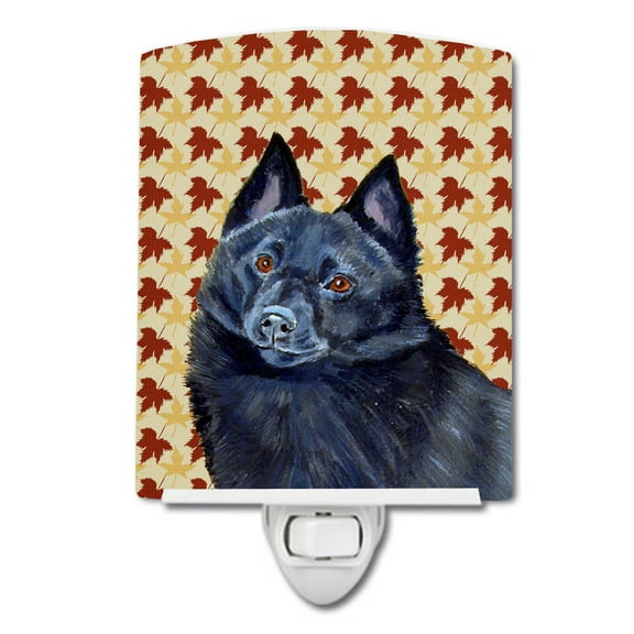 Caroline's Treasures LH9114CNL Schipperke Fall Leaves Portrait Ceramic Night Light, 6x4x3", multicolor
