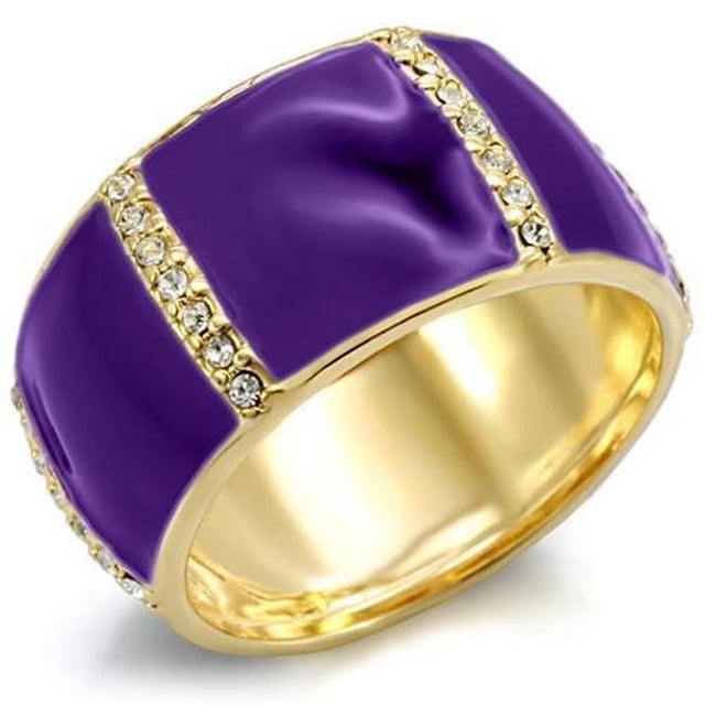 Gold Brass Ring with Top Grade Crystal, Clear - Size 5