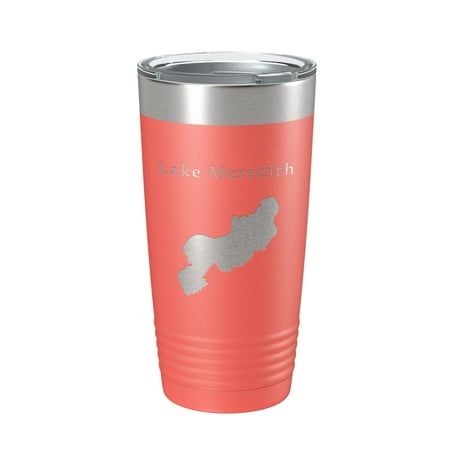 

Lake Meredith Map Tumbler Travel Mug Insulated Laser Engraved Coffee Cup Colorado 20 oz Coral