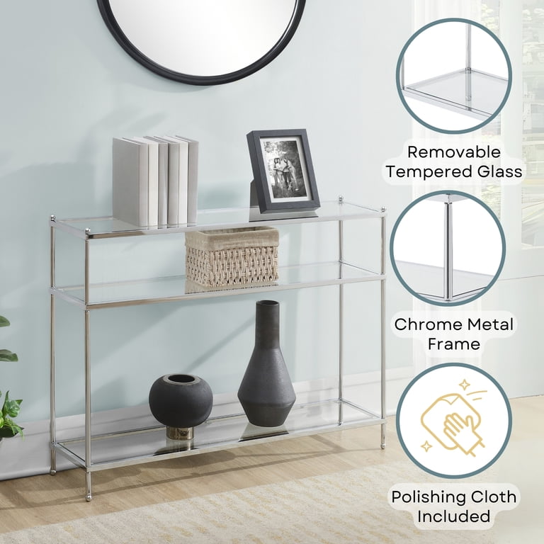 Convenience Concepts Royal Crest 3-Tier Glass Console Table photo 4