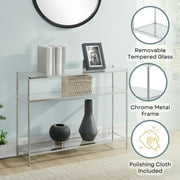 Convenience Concepts Royal Crest Console Table in Clear Glass With Chrome Frame