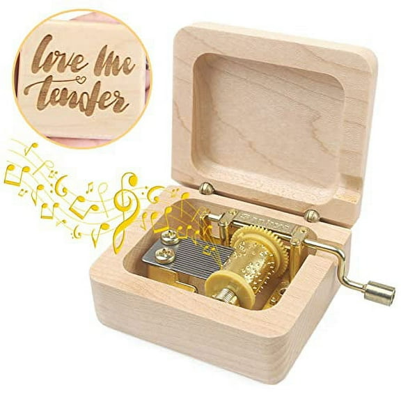 Sinzyo Wooden Music Box,Hand Crank Classic Antique Carved Wood Musical Boxes Best Gift for Birthday for Kids Children Christma (Maple Box(Love me Tender))