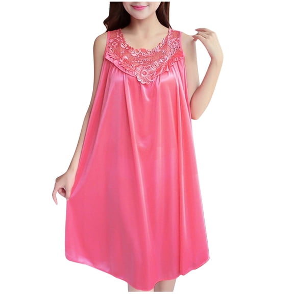 yillto Womens Satin Nightdress Sleeveless Silky Tank Night Shirts Loose Lightweight Sleepwear Nightgowns