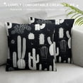 thumbnail image 3 of JEUXUS  Black and White Pillow Covers  Square Black Pillows Decorative Throw Pillows Covers for Couch, Bed, Living Room, Sofa. Western Cactus Outdoor Pillows Black and White, 3 of 5