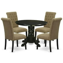 East West Furniture Shelton 5-piece Wood Dining Set in Black/Light Sable