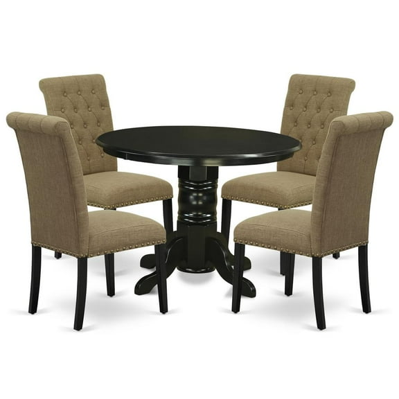 East West Furniture Shelton 5-piece Wood Dining Set in Black/Light Sable