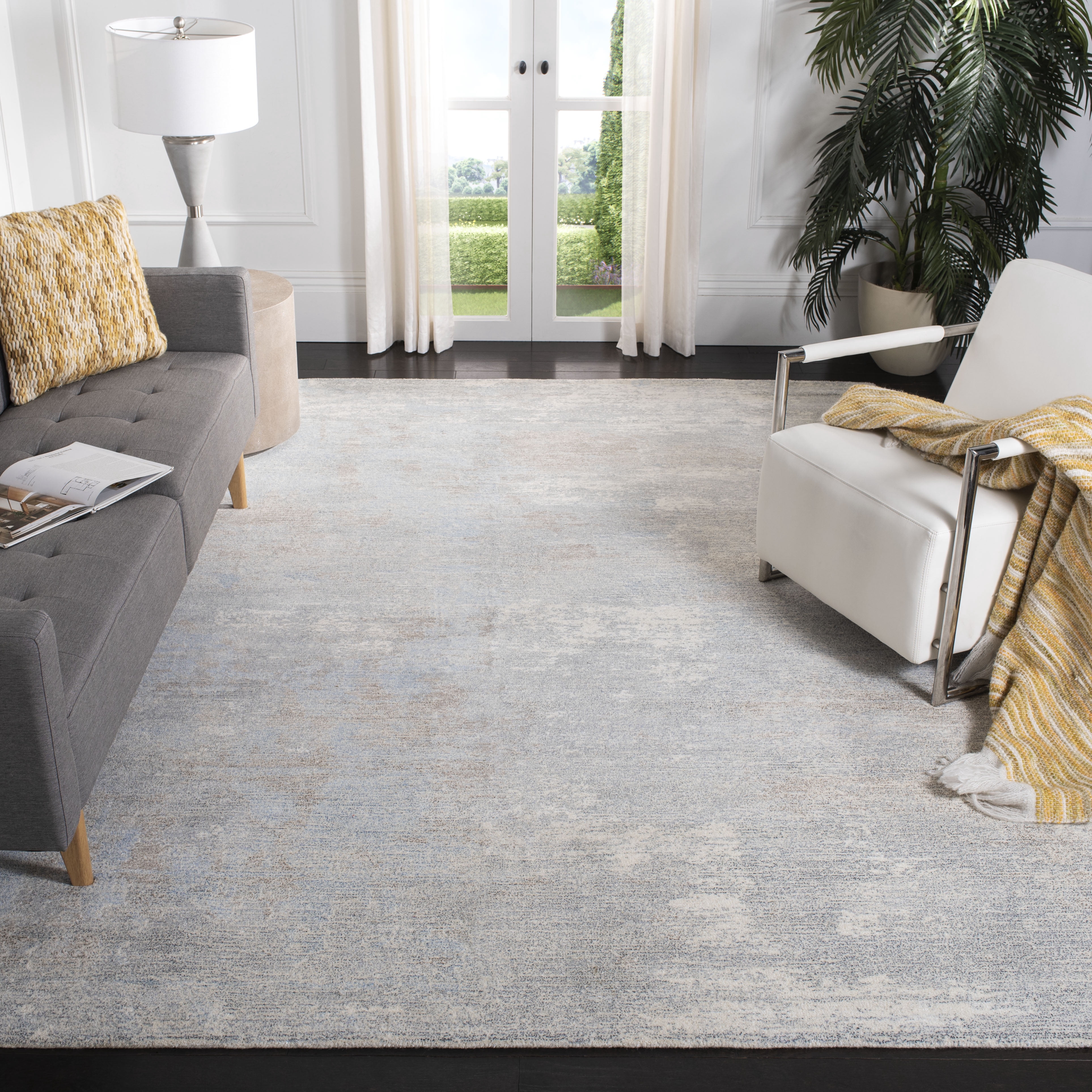 SAFAVIEH Restoration Vintage Janae Abstract Area Rug, Grey/Blue, 8' x 10'